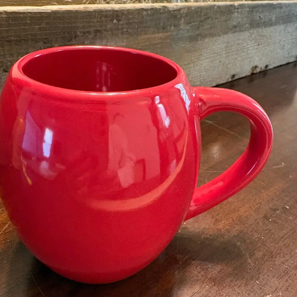 Glossy Red Ceramic Round Sphere Ball Coffee Mug Tea Cup 16oz Barrel Shape